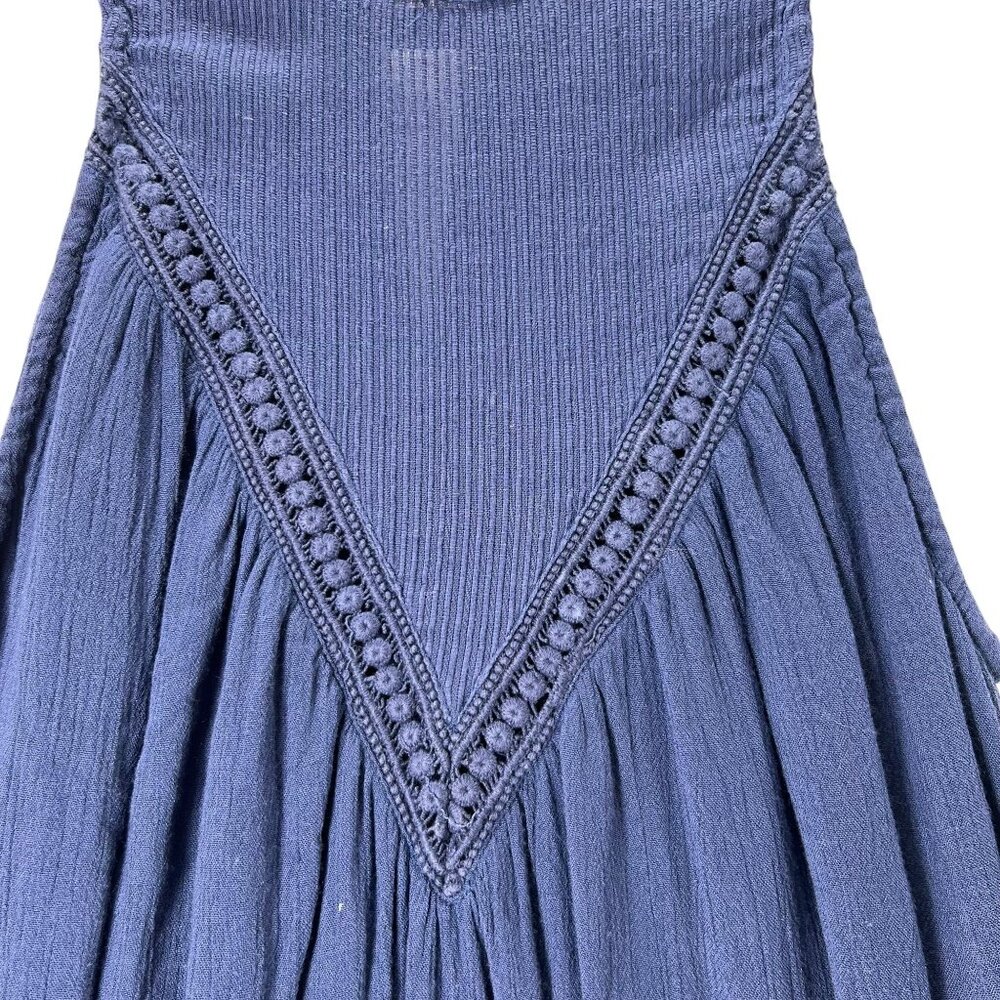 Volcom Sleeveless Blue Tunic Dress Crochet Keyhole Boho Small 10 Lined Gauzy - Picture 2 of 13
